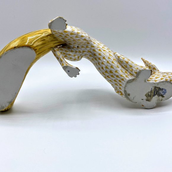 Herend Hungary hand painted yellow fishnet 24K accent Figurine Large Sneaky Fox - Picture 13 of 13